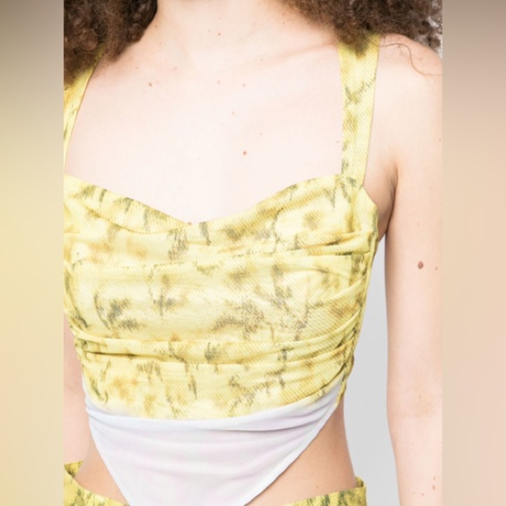 Miaou Tati Saint Bleached-print top in Yellow